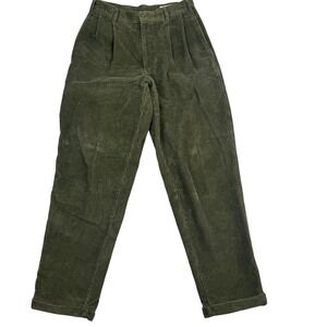 Field Gear 90's Mens Olive Green Pleated Corduroy Pants Straight Leg 32x34 Y2K